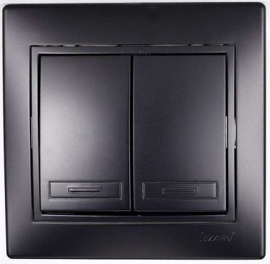 Lezard Выключатель с/у 2кл чёрный бархат Мира 701-4242-101 фото 1