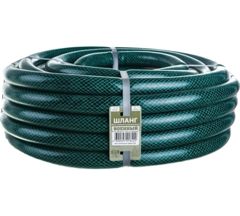 Шланг 3/4х20м 19мм  армиров. непрозрачный черно-зел. ВОЕННЫЙ фото 1