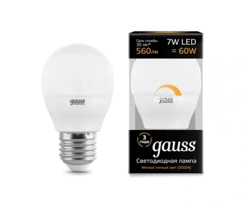 Лампа Gauss LED Glode-dim E27 7W 3000K диммируемая 105102107-D фото 1