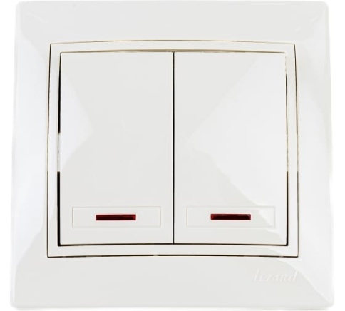(!) Lezard Выключатель с/у 2кл с подсветкой крем Мира 701-0303-112 фото 1