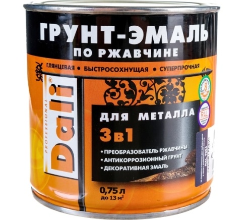 Грунт-эмаль по ржавчине RAL7024 серый графит 0,75л "DALI" фото 1