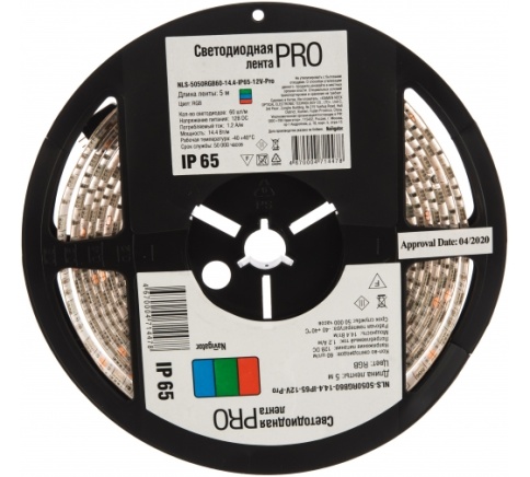 Navigator 71447 Лента СВД NLS-5050RGB60-14.4-IP65-12V-Pro R5 14.4Вт/м (уп.5м) фото 1