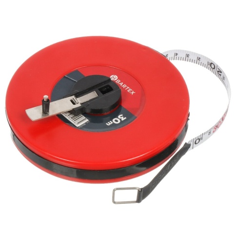 Рулетка геодезическая BARTEX 50м х 12,5мм, ПВХ лента белая матовая, открытый корпус 317436 фото 1