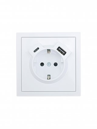 Lezard Розетка СП 1гн. с/з+USB разъем бел  ZIMA 704-0288-181 фото 1