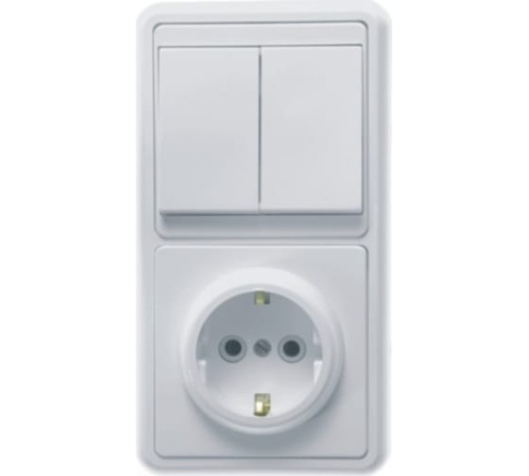 Блок БКВР-032 Белла золотой (2кл выкл+роз. с заземл.) фото 1