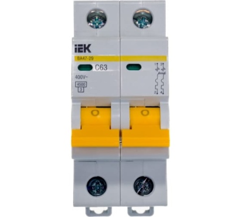 Выключатель автоматический 2-пол.  63A 4,5кА ВА47-29 х-ка С (ИЭК) фото 1