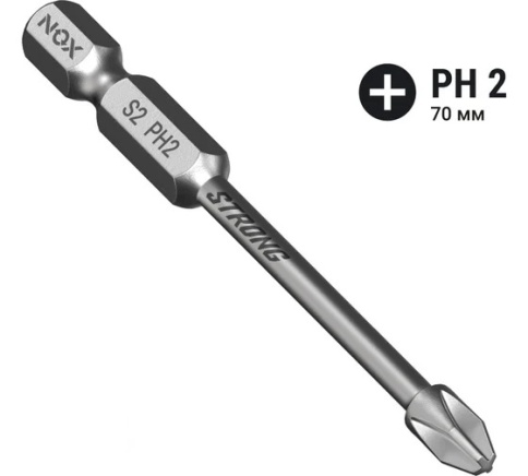 Бита torsion E6,3 РН2-70 мм "NOX STRONG" фото 1