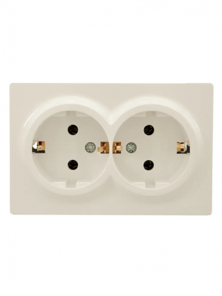 Lezard Розетка o/у 2-х мест. с/з закрытый корпус крем  LETO 752-0300-127В фото 1