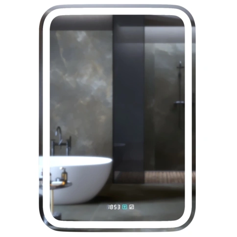 Зеркало MIXLINE "Мальта-3" 550*800 сенсорный выключатель, часы внешней настройки+подогрев фото 1