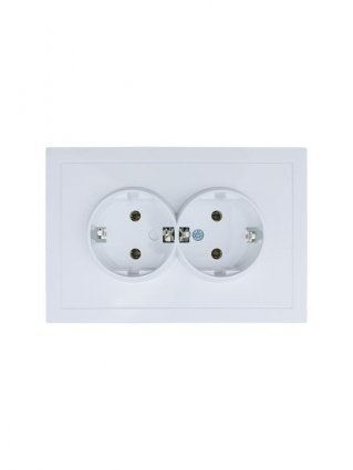 Lezard Розетка СП 2гн. с/з бел  ZIMA 704-0200-127BQC фото 1