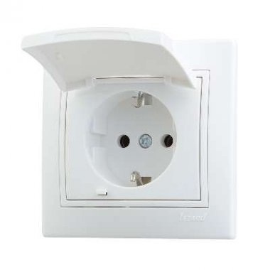 (!) Lezard Розетка с/у 1гн. керамика с/з с крышкой белый Мира 701-0202-123 фото 1
