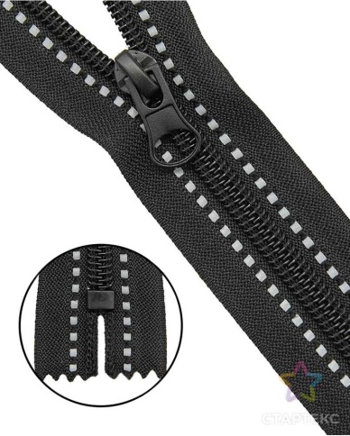 Молния "витая" a/l Т5 светоотраж. 18см черная фото 1