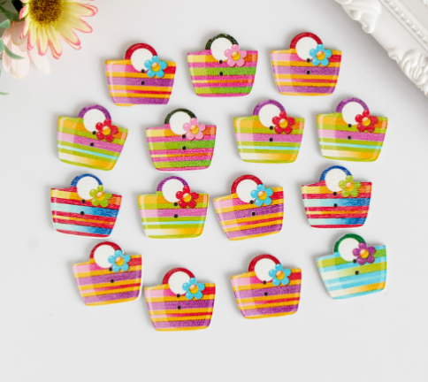 Пуговицы деревянные Полосатая сумочка фото 1