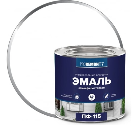 Эмаль ПФ-115 PROREMONTT Бел. глянц. 1,9кг фото 1