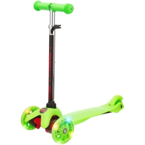 Самокат 3-х кол., колеса PU светящиеся, зелёный IT33G фото 1