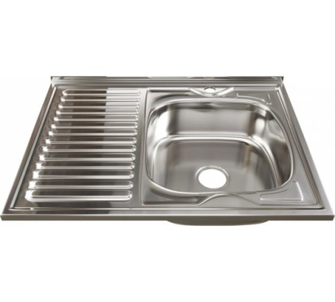 Мойка 0.6мм 60х80 правая глубина 160мм выпуск 3 1/2 (с сифоном) фото 1