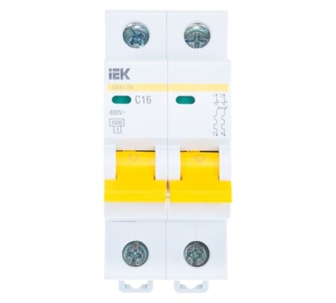 Выключатель автоматический 2-пол.  16A 4,5кА ВА47-29 х-ка С (ИЭК) фото 1