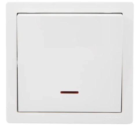 Lezard Выключатель о/у 1кл белый с подсветкой LETO 752-0200-111 фото 1