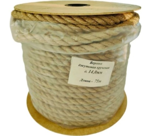 Веревка крученая джутовая 14мм (75м) фото 1