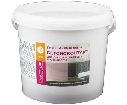 Грунт акриловый APIS БЕТОНОКОНТАКТ (кварцевый,розовый) для внутренних и наружных работ 14кг фото 1