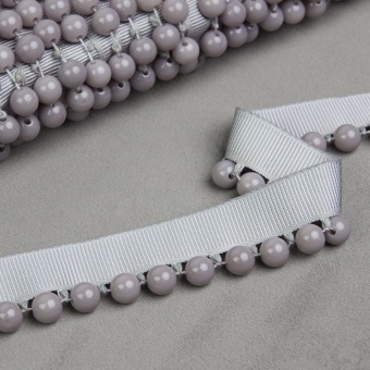 Бахрома-кант серый/серый-глянец с бусами NS-2 V-14 фото 1