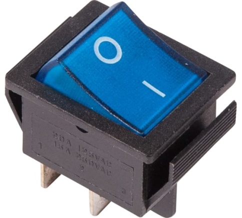 Выключатель клавишный 250В 16А (4C) ON-OFF синий с подсветкой Rexant 36-2331 фото 1