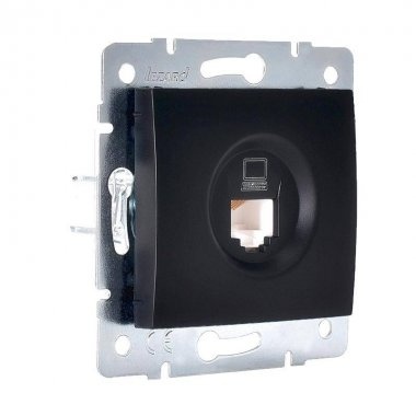 Lezard Механизм розетки с/у КОМПЬЮТЕР RJ45 термопласт черный бархат KARINA 707-4288-139 фото 1