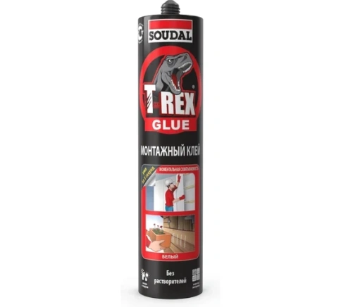 SOUDAL Клей монтажный T-REX моментальная схватываемость белый 290мл (12шт), 134923 фото 1