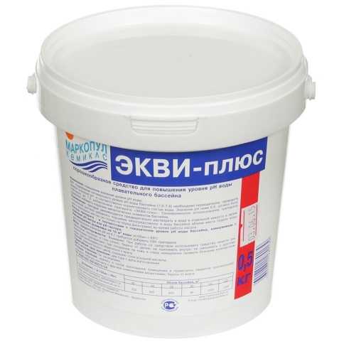 Химия для бассена Маркопул Кемиклс. Экви-Минус, М30, порошок, 0,5 кг, повышение рН фото 1