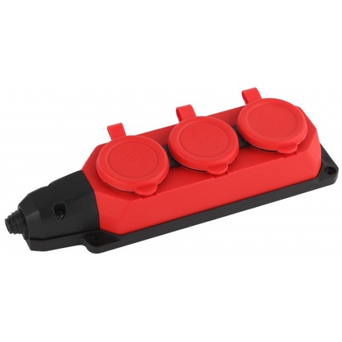 Колодка 3-м с заземл. K-3e-RED-IP44 16A Эра Б0044552 фото 1