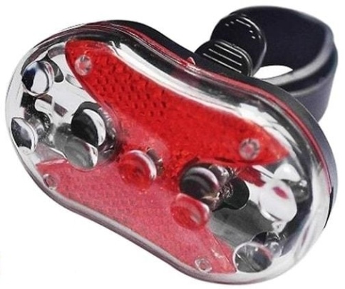 Габарит задний красный J-RT08 7режимов (5диодов), работает от батарейки фото 1