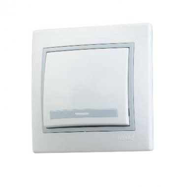 Lezard Выключатель с/у 1кл бел/сер Мира 701-0215-100 фото 1