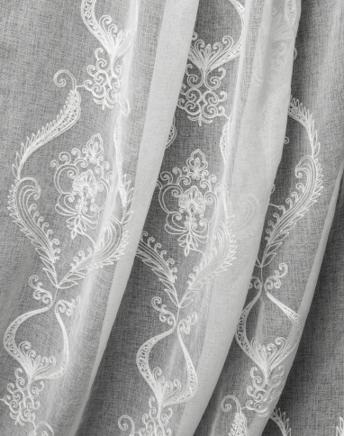 Лён вышивка сутаж/Белый 627(280 см) фото 1
