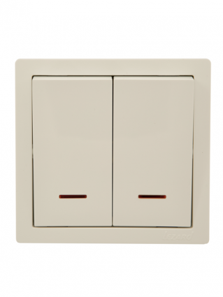 Lezard Выключатель о/у 2-х кл крем с подсветкой LETO 752-0300-112 фото 1