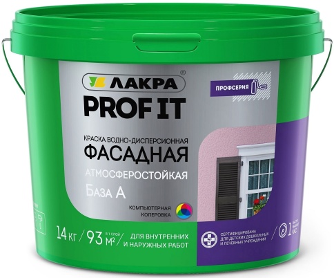 Лакра PROF IT Краска фасадная База А 14кг фото 1