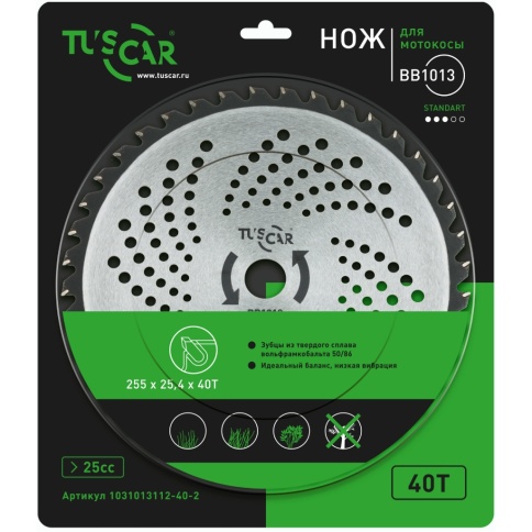 Нож для мотокосы TUSCAR ВВ1013, Standart, 255х25,4х40Т, Classic фото 1