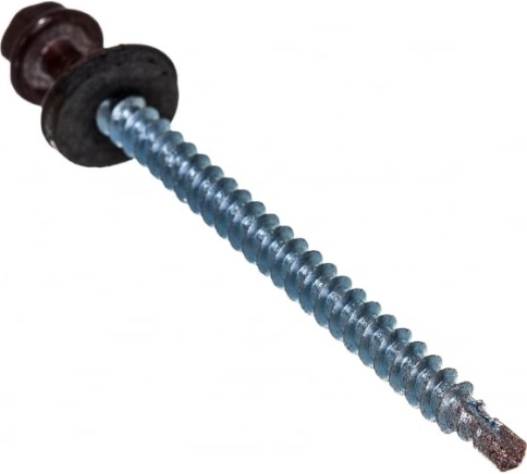 Шуруп кровельный оцинкованный 4,8х70 RAL8017 шоколадно-коричневый фото 1