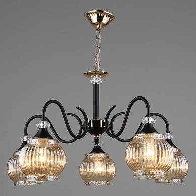 Люстра А3792/5 BK+FGD черный/золото фото 1