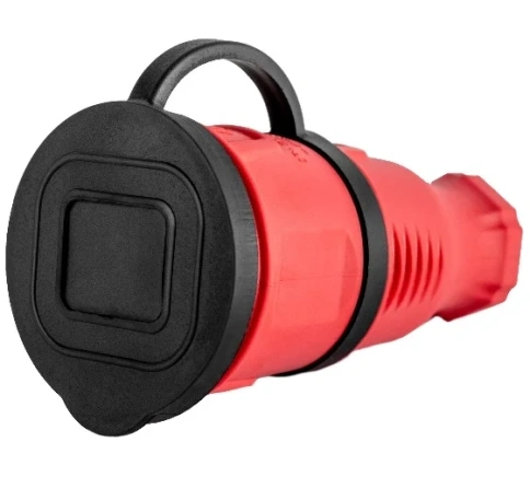 Розетка РЗК переносная с крышкой каучук 2Р+РЕ 230V 16А IP44 красная РЗК-2783 фото 1