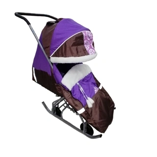 Санки детские "Вета" СУ14 с меховыми опушкой, матр., принт ПОЖАРНАЯ машина + сумка фото 1