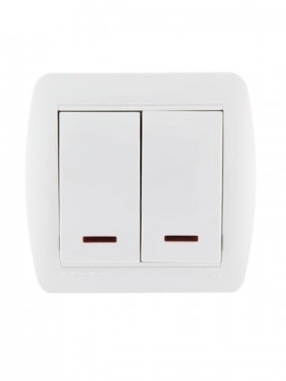 Lezard Выключатель о/у 2кл белый с подсветкой DEMET 711-0200-112 фото 1