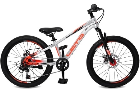 Велосипед 22" LETO DRAGON, сталь, рама 11", 6-ск, серебристо/оранжевый С22004 фото 1
