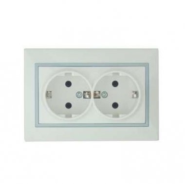 Lezard Розетка с/у 2гн. керамика с/з бел/сер Мира 701-0215-127 фото 1