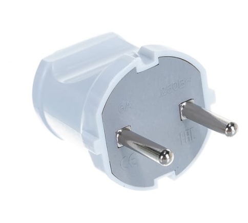 Эл.вилка б/з прямая белая А113 фото 1