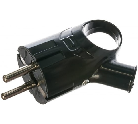 Эл.вилка с/з угловая с ушком черная А0112  фото 1