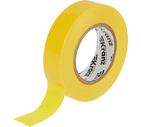 KRANZ Изолента профессиональная ПВХ 0,13х19мм х 25м желтая фото 1