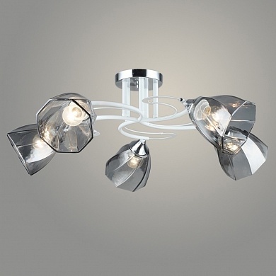 *Люстра А4108/5  WT+CН белый/хром  фото 1