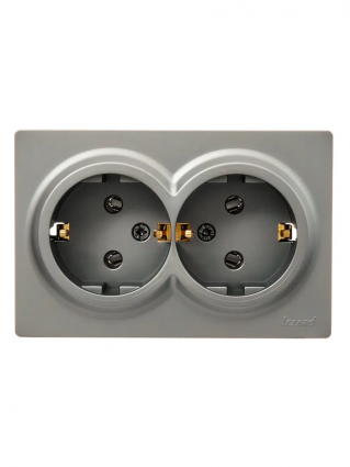 Lezard Розетка o/у 2-х мест. с/з закрытый корпус платина  LETO 752-3500-127В фото 1