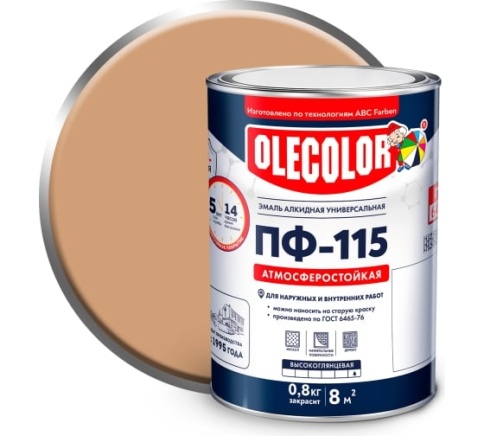 Олеколор Эмаль алкидная ПФ-115 бежевый 0,8кг фото 1