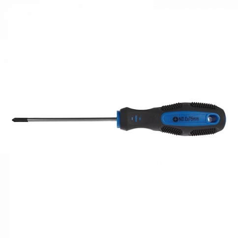 Лакра Отвертка двухк. рукоятка 0х75 мм, РН, намагнич. наконечник (3101009) фото 1